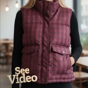 👛 (ANY 2/$25) URBAN RAGS OUTER WEAR Pink/Plaid Puffer Velcro Close. See Video